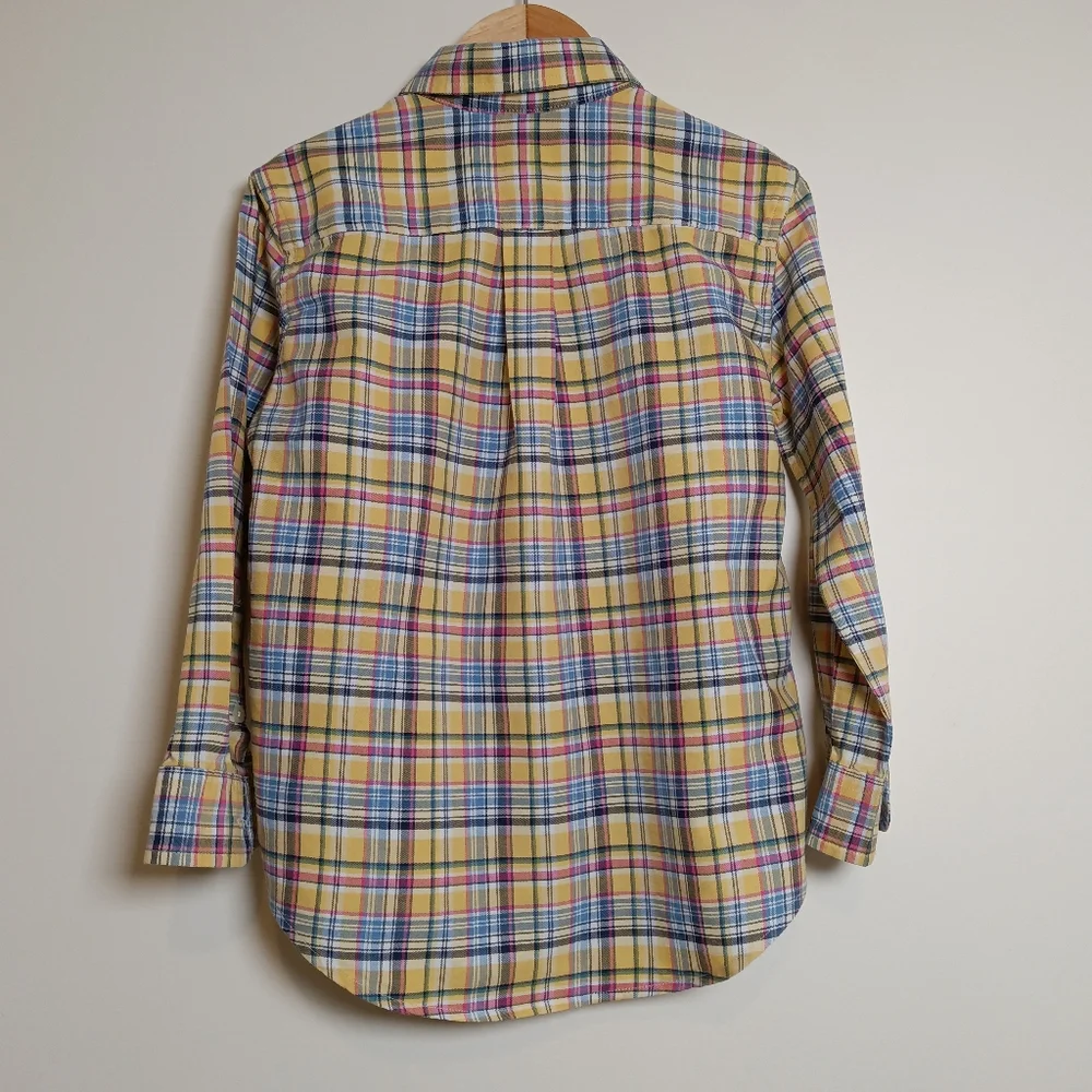 Kids Ralph Lauren Yellow Multi Plaid Cotton Oxford Shirt Size 6